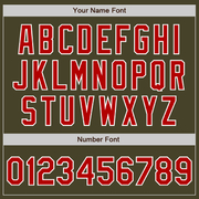 Custom Olive Red-White Salute To Service Two-Button Unisex Softball Jersey