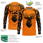 Custom Bay Orange Black-Camo 3D Animal Deer Hunting Long Sleeve Performance T-Shirt