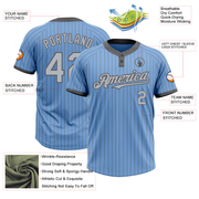 Custom Light Blue Steel Gray Pinstripe Gray Two-Button Unisex Softball Jersey