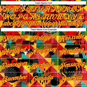 Custom Red Yellow 3D Pattern Design Black History Month Performance T-Shirt