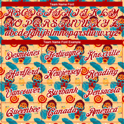 Custom Yellow Red-White 3D Pattern Design Tropical Palm Leaf Performance T-Shirt