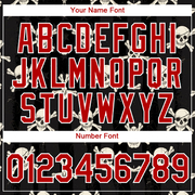 Custom Black Red-White 3D Skull Fashion Performance T-Shirt