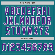 Custom Teal Purple-White Two-Button Unisex Softball Jersey