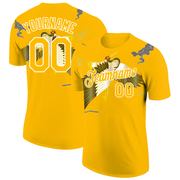 Custom Gold White 3D Pattern Design Animal Crane Performance T-Shirt