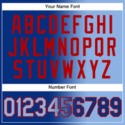 Custom Royal Light Blue-Red Gradient Fashion Two-Button Unisex Softball Jersey