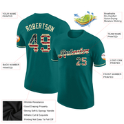 Custom Teal Vintage USA Flag-City Cream Performance T-Shirt