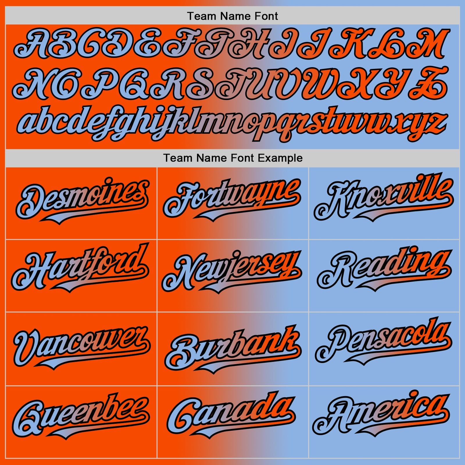 Custom Light Blue Orange-Black Gradient Fashion Two-Button Unisex Softball Jersey