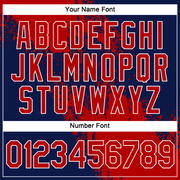 Custom Red Navy-White 3D Pattern Design Abstract Brush Stroke Performance T-Shirt