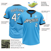 Custom Sky Blue Black Pinstripe White Two-Button Unisex Softball Jersey