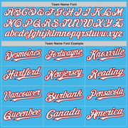 Custom Sky Blue Red Pinstripe White Two-Button Unisex Softball Jersey