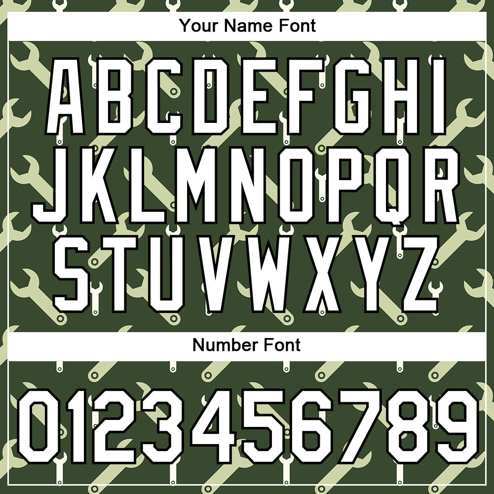 Custom Olive White-Black 3D Pattern Design Tool Wrench Labor Day Performance T-Shirt