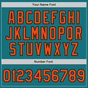 Custom Teal Black Pinstripe Orange Two-Button Unisex Softball Jersey