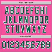 Custom Pink Kelly Green-White Two-Button Unisex Softball Jersey