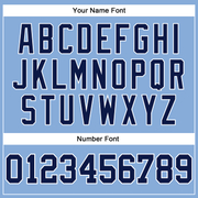 Custom Light Blue Navy-White Long Sleeve Performance T-Shirt