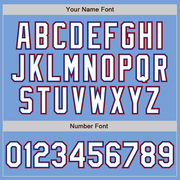 Custom Light Blue White Royal-Red Two-Button Unisex Softball Jersey