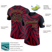 Custom Crimson Black-Old Gold 3D Esports Performance T-Shirt