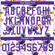 Custom White Purple 3D Pattern Design Tropical Hawaii Flower With Bird Performance T-Shirt