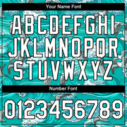 Custom Aqua White-Black 3D Pattern Design Sea Wave Fishing Performance T-Shirt