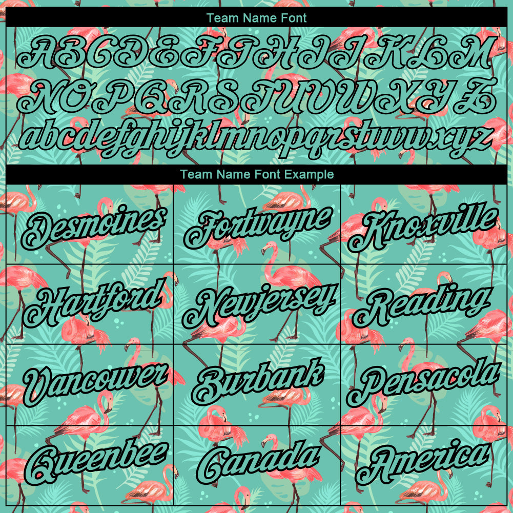 Custom Teal Black 3D Pattern Design Tropical Hawaii Flamingo Performance T-Shirt