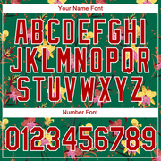 Custom Kelly Green Red-White 3D Pattern Design Flowers Performance T-Shirt