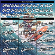 Custom Sky Blue White-Black 3D Pattern Design Extreme Sport Cartoon Animal Lion Surfing Performance T-Shirt