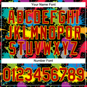 Custom Graffiti Pattern Red-Gold 3D Colorful Splattered Messy Art Ink Paintbrush Drawing Performance T-Shirt