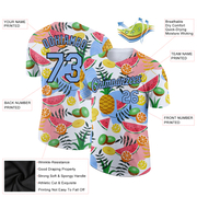 Custom White Light Blue-Black 3D Pattern Design Summer Holiday Fruit Performance T-Shirt