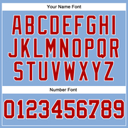 Custom Light Blue Red-White Long Sleeve Performance T-Shirt