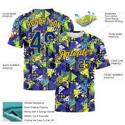 Custom Graffiti Pattern Royal-Gold 3D Creative Geometric Figures Triangle And Dots Performance T-Shirt