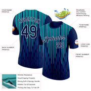 Custom Navy Blue-Aqua 3D Esports Performance T-Shirt