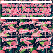 Custom Navy Neon Pink-White 3D Pattern Design Tropical Hawaii Flamingo Performance T-Shirt