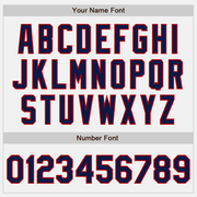 Custom White Red Pinstripe Navy Two-Button Unisex Softball Jersey