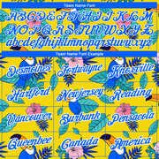 Custom Yellow Royal-White 3D Pattern Design Tropical Hawaii Plant With Bird Performance T-Shirt