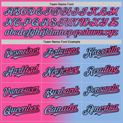Custom Light Blue Pink-Black Gradient Fashion Two-Button Unisex Softball Jersey