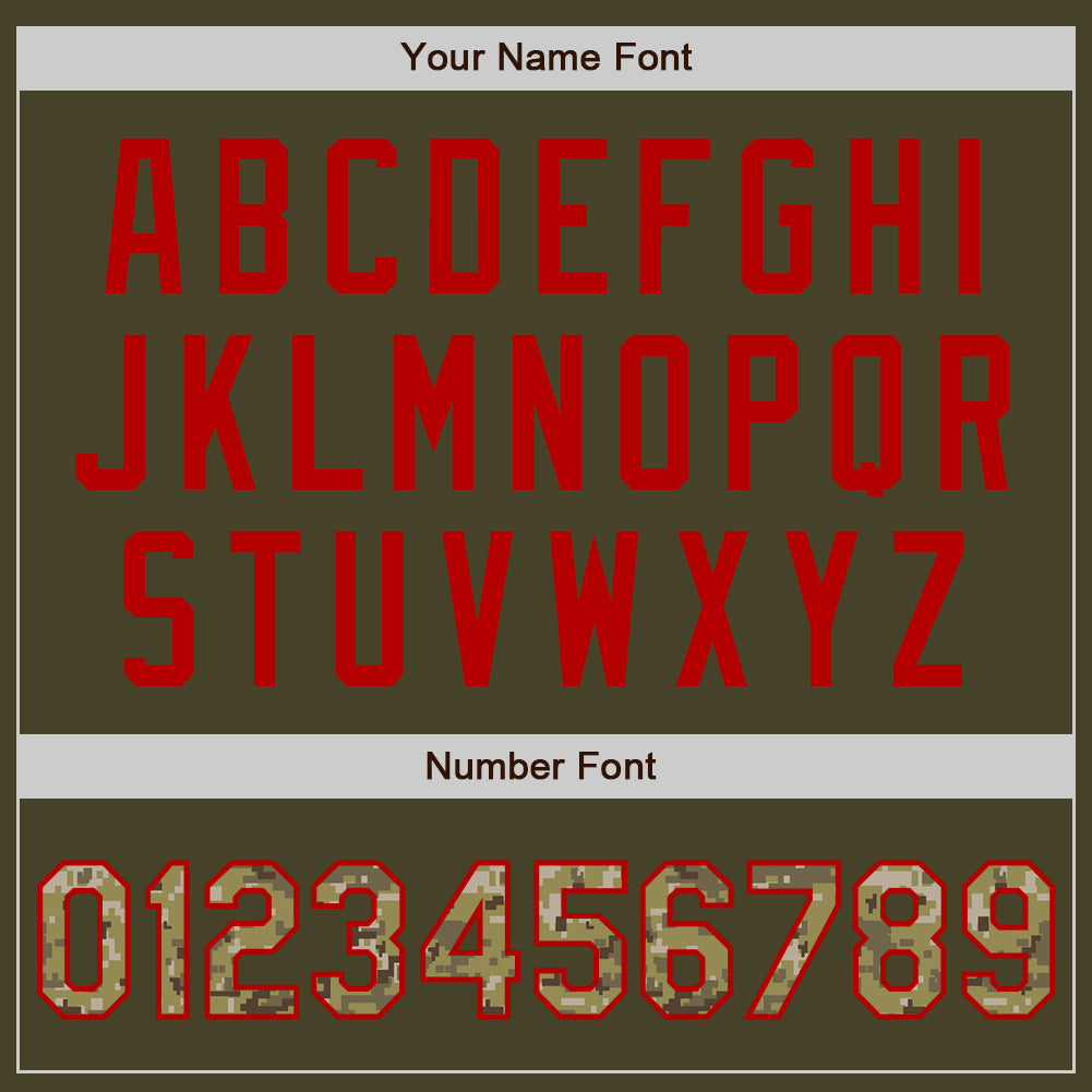 Custom Olive Red Pinstripe Camo Salute To Service Two-Button Unisex Softball Jersey