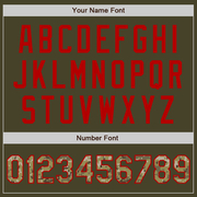 Custom Olive Red Pinstripe Camo Salute To Service Two-Button Unisex Softball Jersey