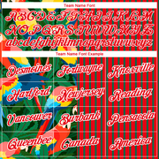 Custom Fire Red Kelly Green-White 3D Tropical Hawaii Palm Leaves And Animal Parrot Performance T-Shirt