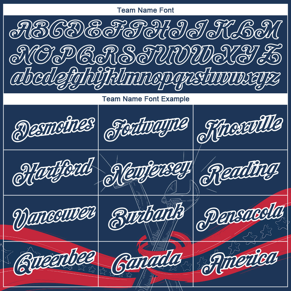 Custom US Navy Blue White-Red 3D Pattern Design Tool Wrench And Hammer Labor Day Performance T-Shirt