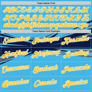 Custom Sky Blue Gold Navy-Gray 3D Esports Performance T-Shirt