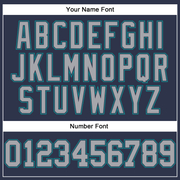 Custom Navy Gray-Aqua Long Sleeve Performance Salute To Service T-Shirt