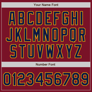 Custom Crimson Gold Pinstripe Navy Two-Button Unisex Softball Jersey