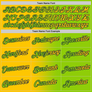 Custom Neon Green Yellow-Navy Gradient Fashion Performance T-Shirt