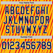 Custom Gold Navy-Fire Red 3D Esports Performance T-Shirt