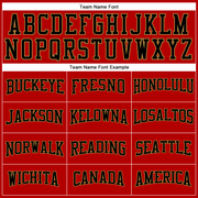 Custom Red Black-Old Gold Long Sleeve Performance T-Shirt