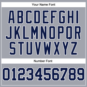 Custom Gray Navy-White Long Sleeve Performance T-Shirt