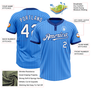 Custom Electric Blue Royal Pinstripe White Two-Button Unisex Softball Jersey