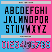 Custom Sky Blue Pink-Black Gradient Fashion Two-Button Unisex Softball Jersey