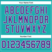 Custom Aqua Purple-White Long Sleeve Performance T-Shirt