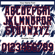 Custom Navy White-Red 3D Pattern Design Abstract Sharp Shape Performance T-Shirt