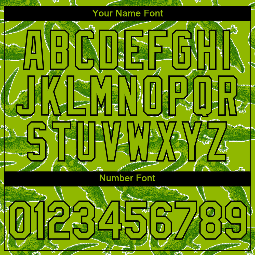 Custom Neon Green Black 3D Pattern Design Crocodile Performance T-Shirt